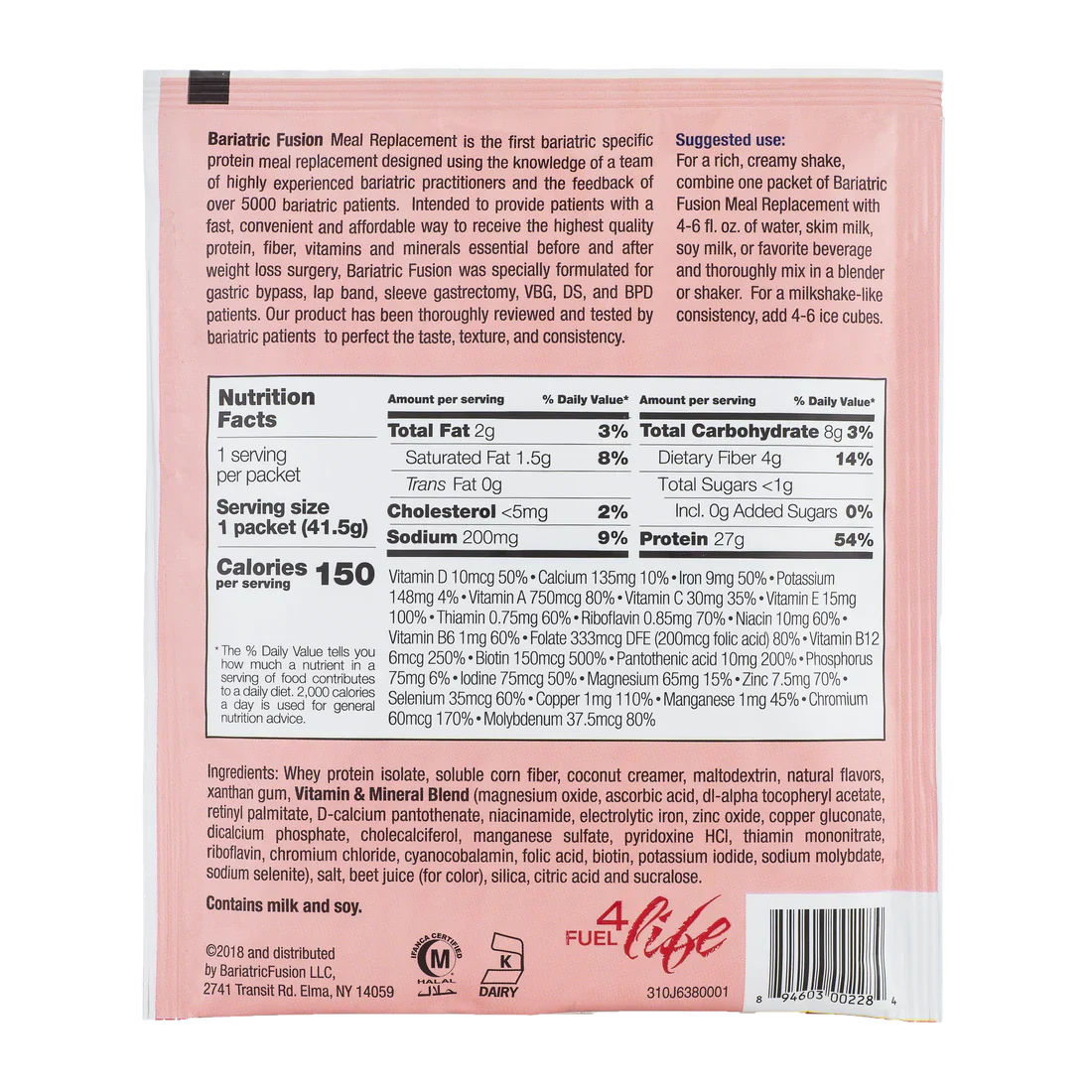 Bariatric Fusion Strawberry High Protein Meal Replacement 41.5gm