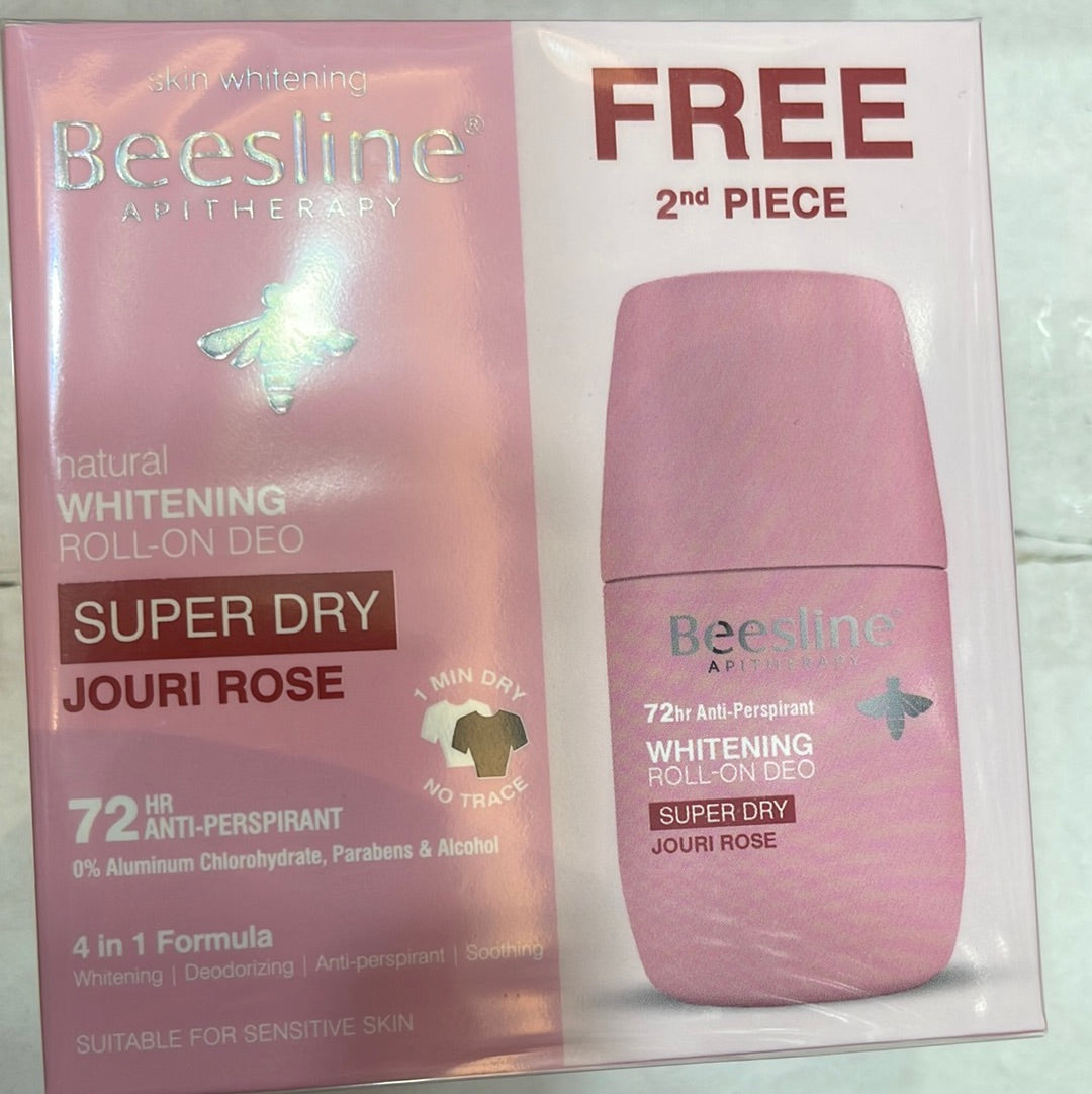 Beesline Deodorant Roll On Whitening Super Dry Jouri Rose 1+1 free - the health boutique