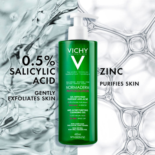 Vichy Normaderm Phytosolution Face Cleanser Gel for Oily/Acne Skin with Salicylic Acid 400ml