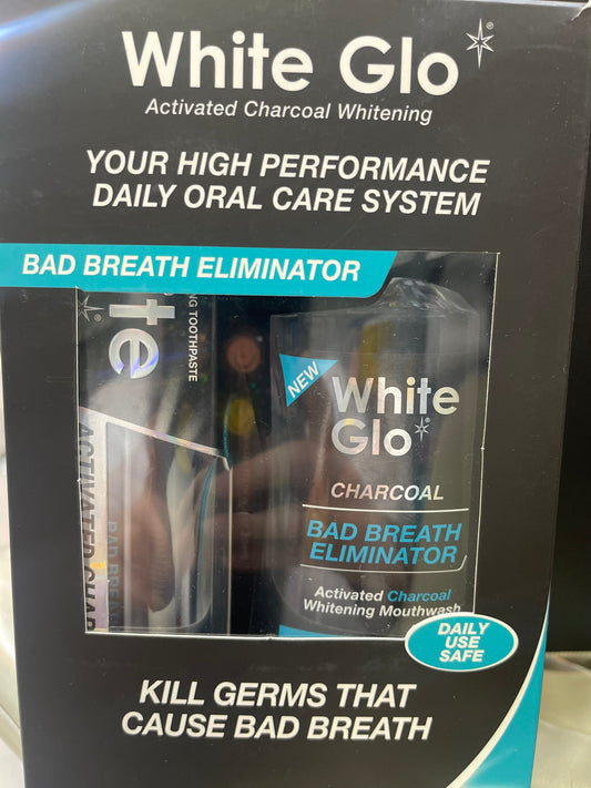 White glo bad breath eliminator mouth wash +tooth paste +brush