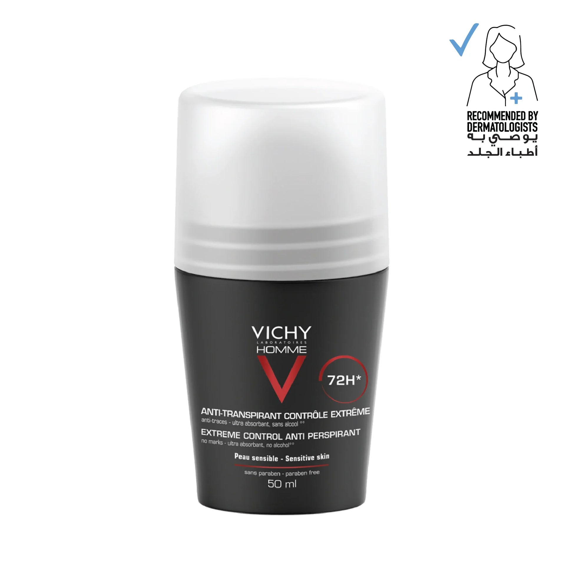 Vichy Deodorant Anti-Perspirant for Roll On 50ml Men 72 Hours