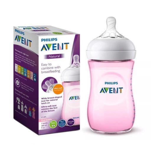 AVENT Natural 260ml Pink Feeding Bottle 260ml New Born