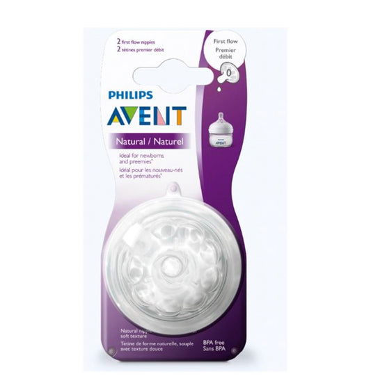 Avent Natural Teat - 0M+ Newborn Flow (Twin Pack)