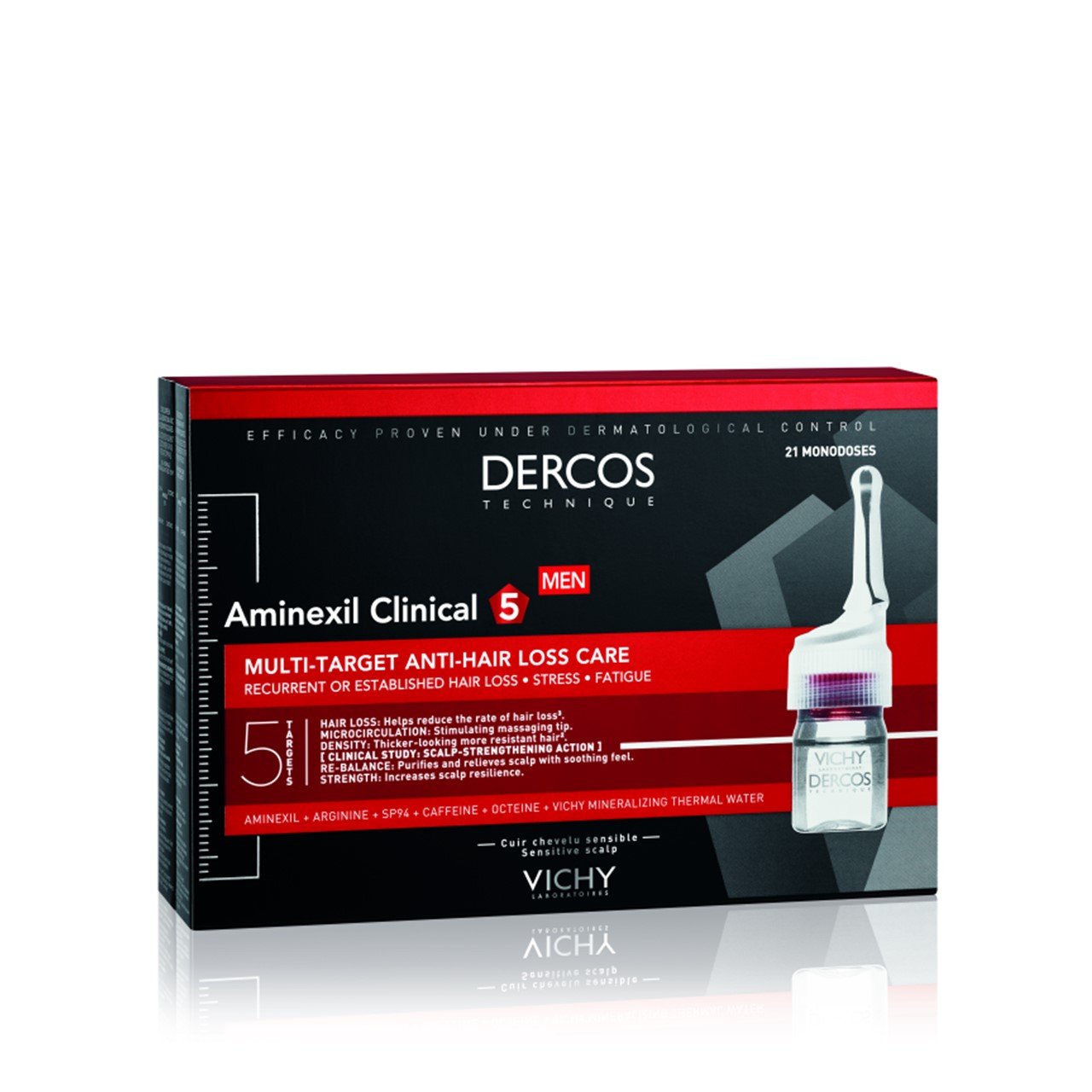 Vichy Dercos Aminexil Clinical 5 Anti-Hair Fall Treatment for Men x21 Doses 6 ml