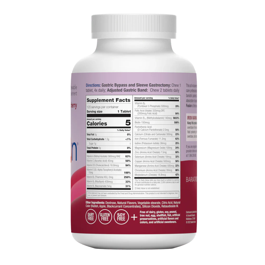 Bariatric Fusion Wild Cherry Complete Chewable Bariatric Multivitamin - the health boutique